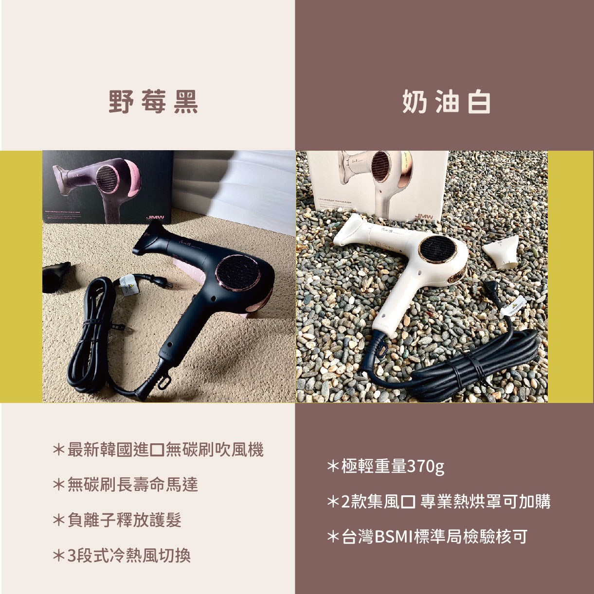 【 Venus 維娜絲專業髮品】韓國 JMW吹風機 ComFit無碳刷負離子吹風機  ღ加碼贈Venus順髮梳