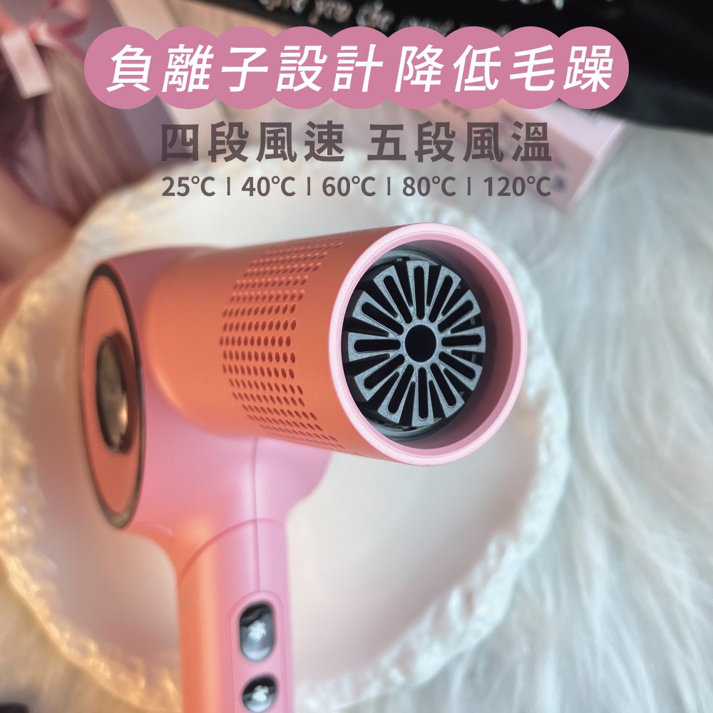 【 Venus 維娜絲專業髮品】Flora 負離子液晶折疊吹風機 LD230 黑粉 芙蘿拉 方便收納 四段變速 五段控溫